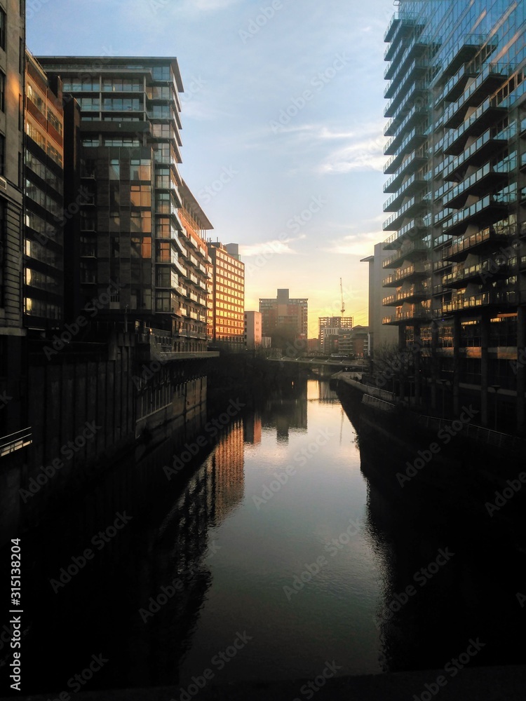 modern buildings at night