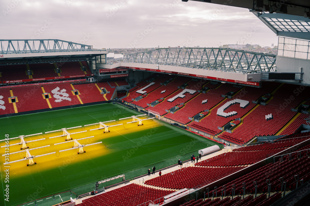 LIVERPOOL, UNITED KINGDOM October 16, 2018 Seat rows in Anfield