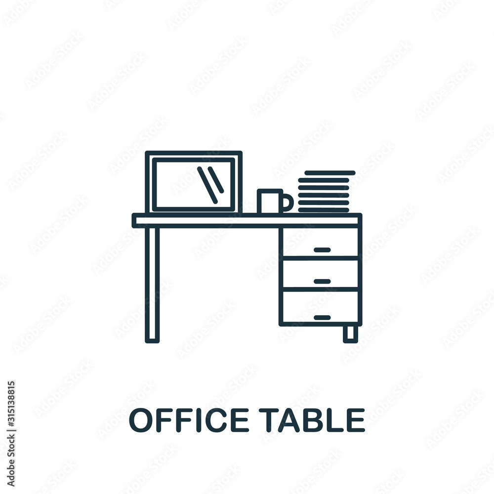 Office Table icon from interior collection. Simple line element Office Table symbol for templates, web design and infographics Office Table icon from interior collection. Simple line element Office Table symbol for templates, web design and infographics
