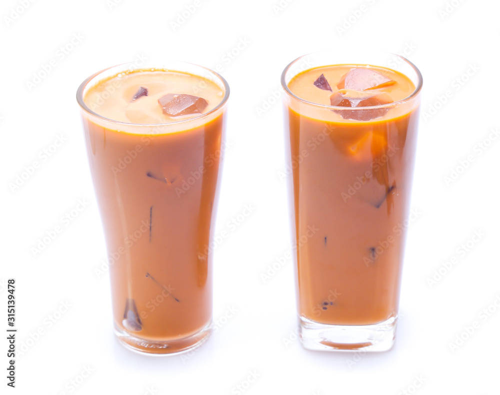 Iced Thai milk tea in glasses (thailand) Iced Thai milk tea in glasses (thailand)