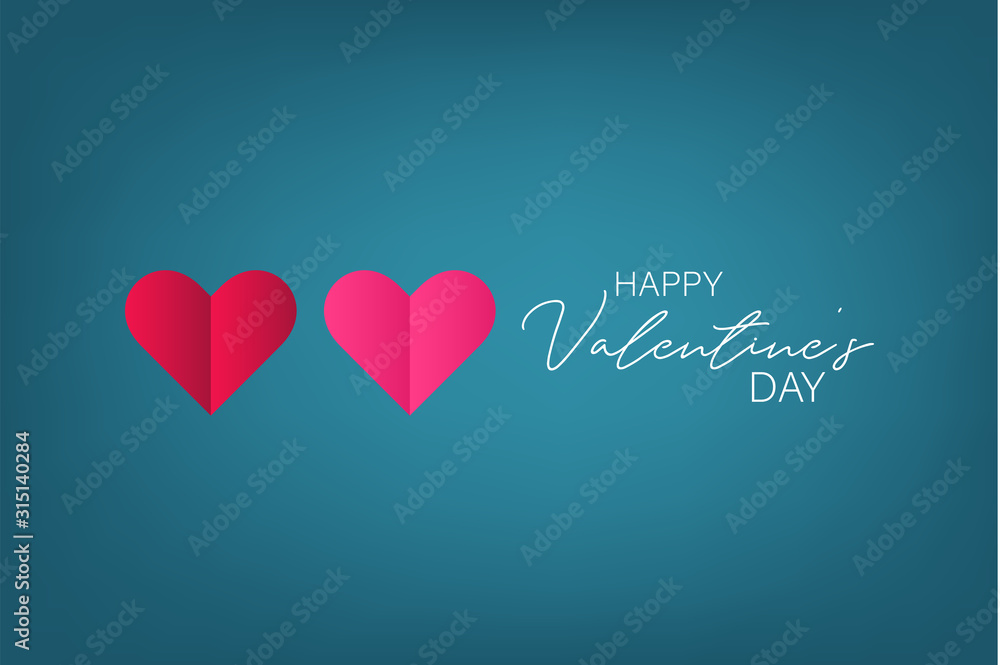 Valentines Day banner background with 3d hearts. Love design concept. Romantic invitation or sale offer promo. Vector illustration.