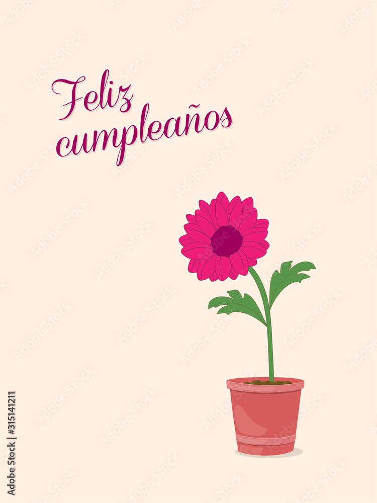 spanish birthday card with dahlia in the pot spanish birthday card with dahlia in the pot