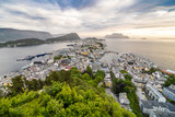 Sunset over Alesund city from Aksla viewpoint, Norway