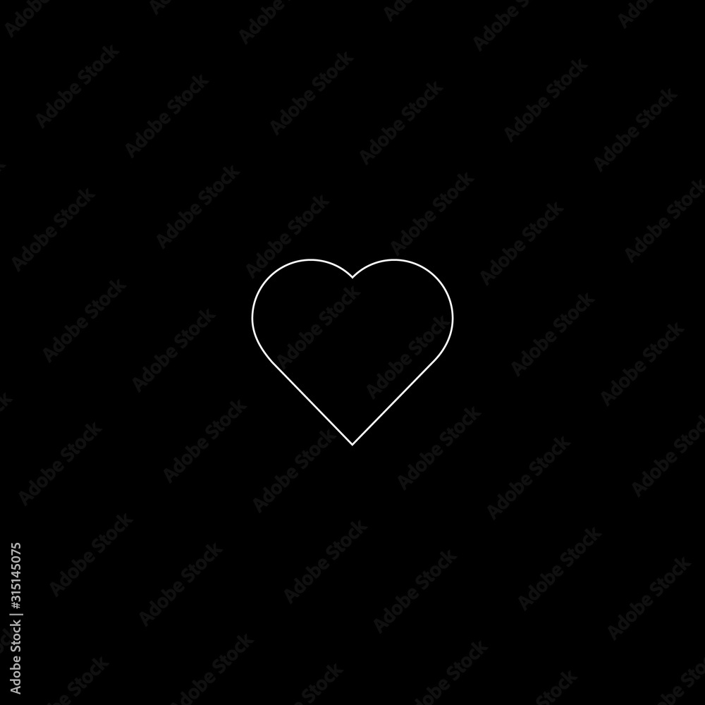 Outline heart icon isolated on black background. Line love symbol for website design, mobile application, logo, ui. Editable stroke. Vector illustration. Eps10.