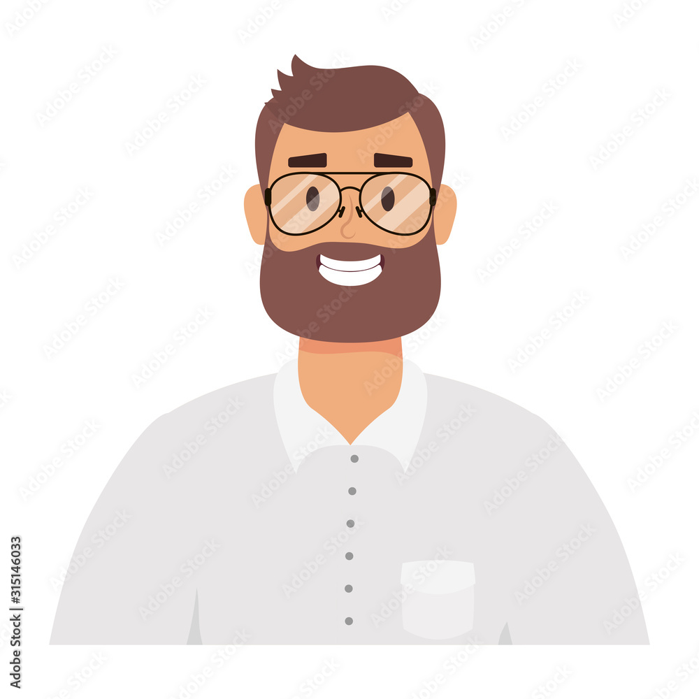 young man with beard avatar character