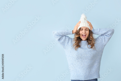 Beautiful stressed young wo...