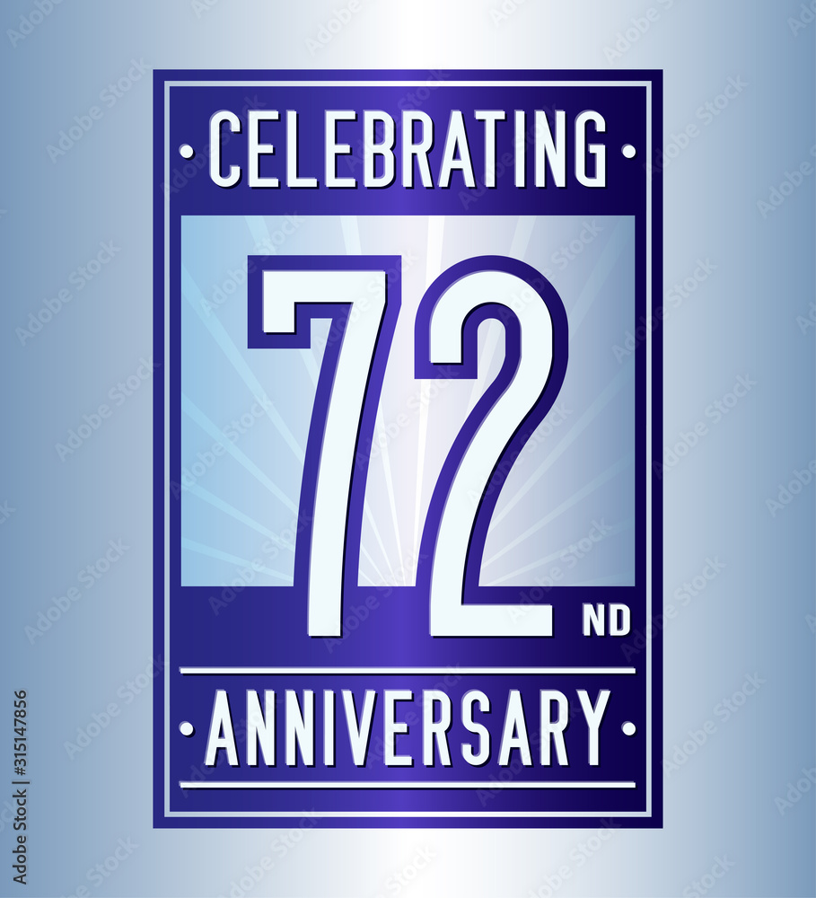 72 years logo design template. Anniversary vector and illustration.