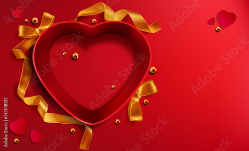 Heart shaped open gift box