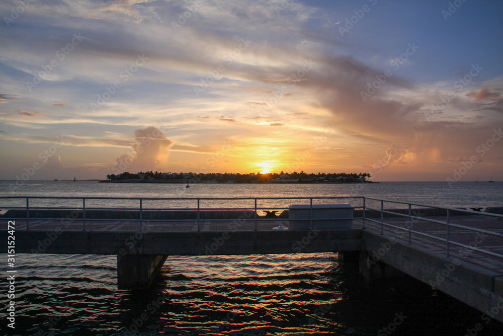 sunset at the pier at key west