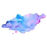 Blue violet color watercolor brush paint paper texture vector isolated splash on white background for banner, poster, wallpaper. Abstract hand drawn colorful stylized water art illustration for design