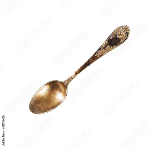 Silver old vintage tablespoon on a white background