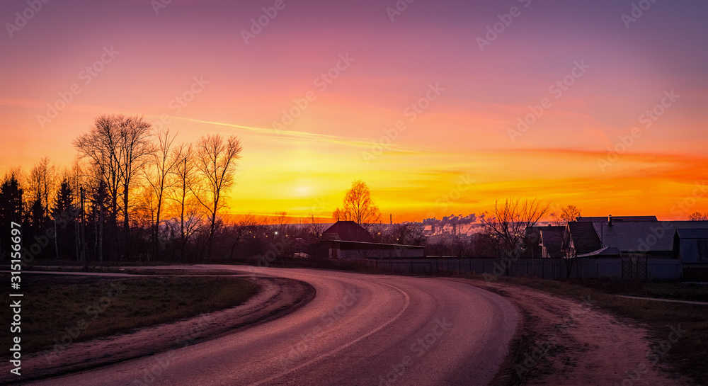 Sunset in the village