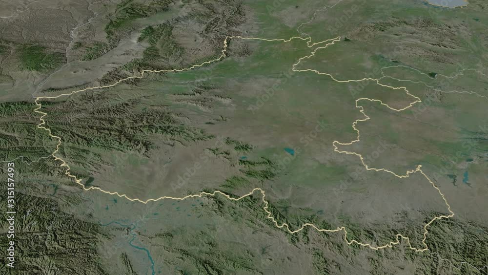 Henan, province with its capital, zoomed and extruded on the satellite map of China in the conformal Stereographic projection. Animation 3D Henan, province with its capital, zoomed and extruded on the satellite map of China in the conformal Stereographic projection. Animation 3D