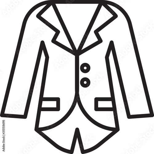 Black line Blazer or jacket icon isolated on white background. Vector Illustration