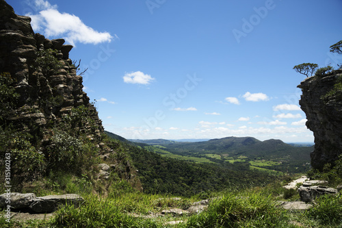 Stone Hill and Blue Sky with White Clouds in Brazil photo