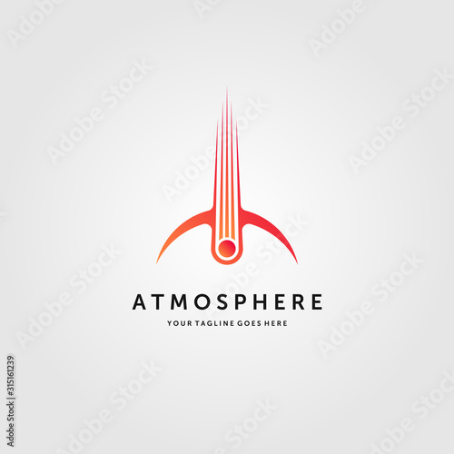 comet crashed atmosphere logo meteor impact vector emblem illustration design