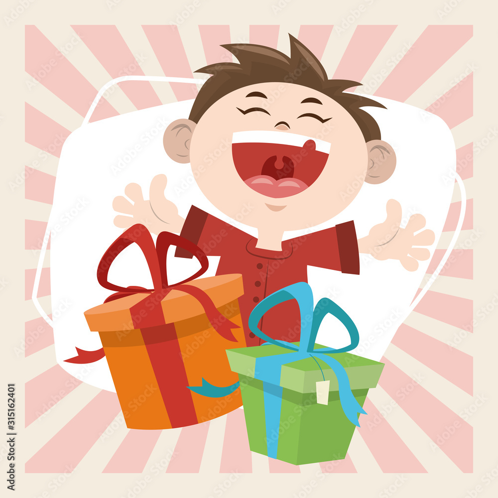 happy birthday celebration party smiling boy with gift boxes happy birthday celebration party smiling boy with gift boxes