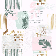 Sierkussen Tropische bladerprint patronen Tropisch jungle patroon met goudglitter  © Tolchik