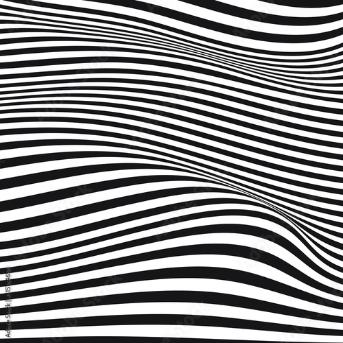 Abstract optical art background. Black and white wave stripes isolated. Vector illustration © Arif Arisandi