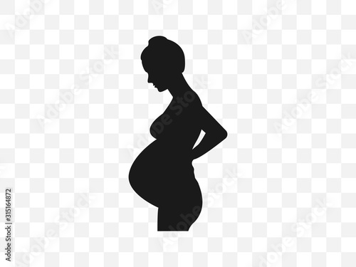 Woman Pregnant, silhouette icon. Vector illustration. Flat.