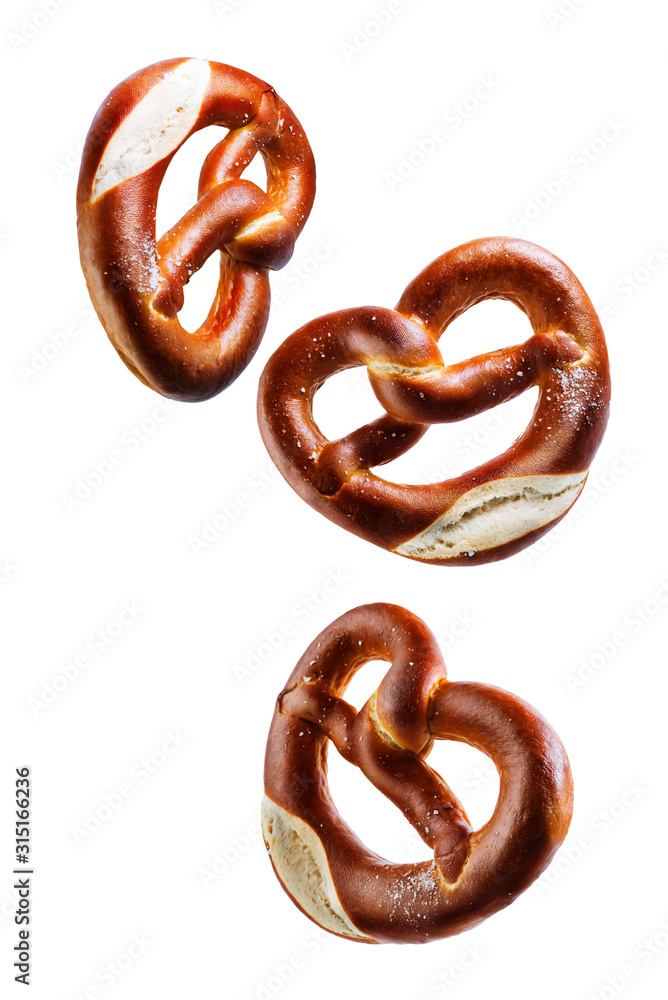 Pretzel with salt on a white isolated background Pretzel with salt on a white isolated background