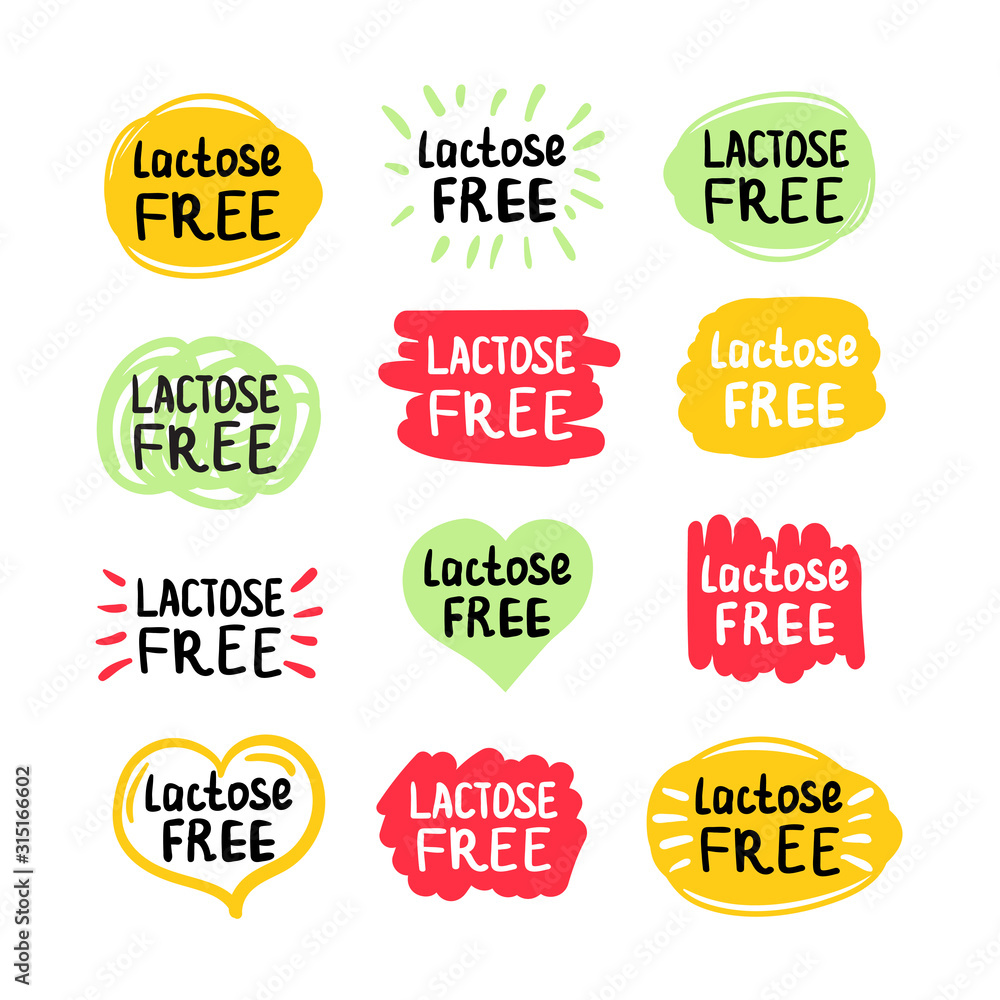 Vector colorfull eco label with text - lactose free.