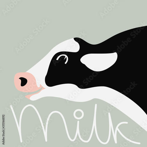 cow head cartoon,vector illustration,flat style