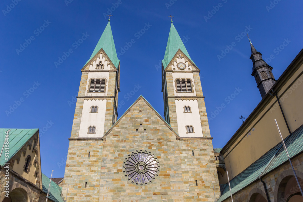 Towers of the historic Basilika in Werl, Germany