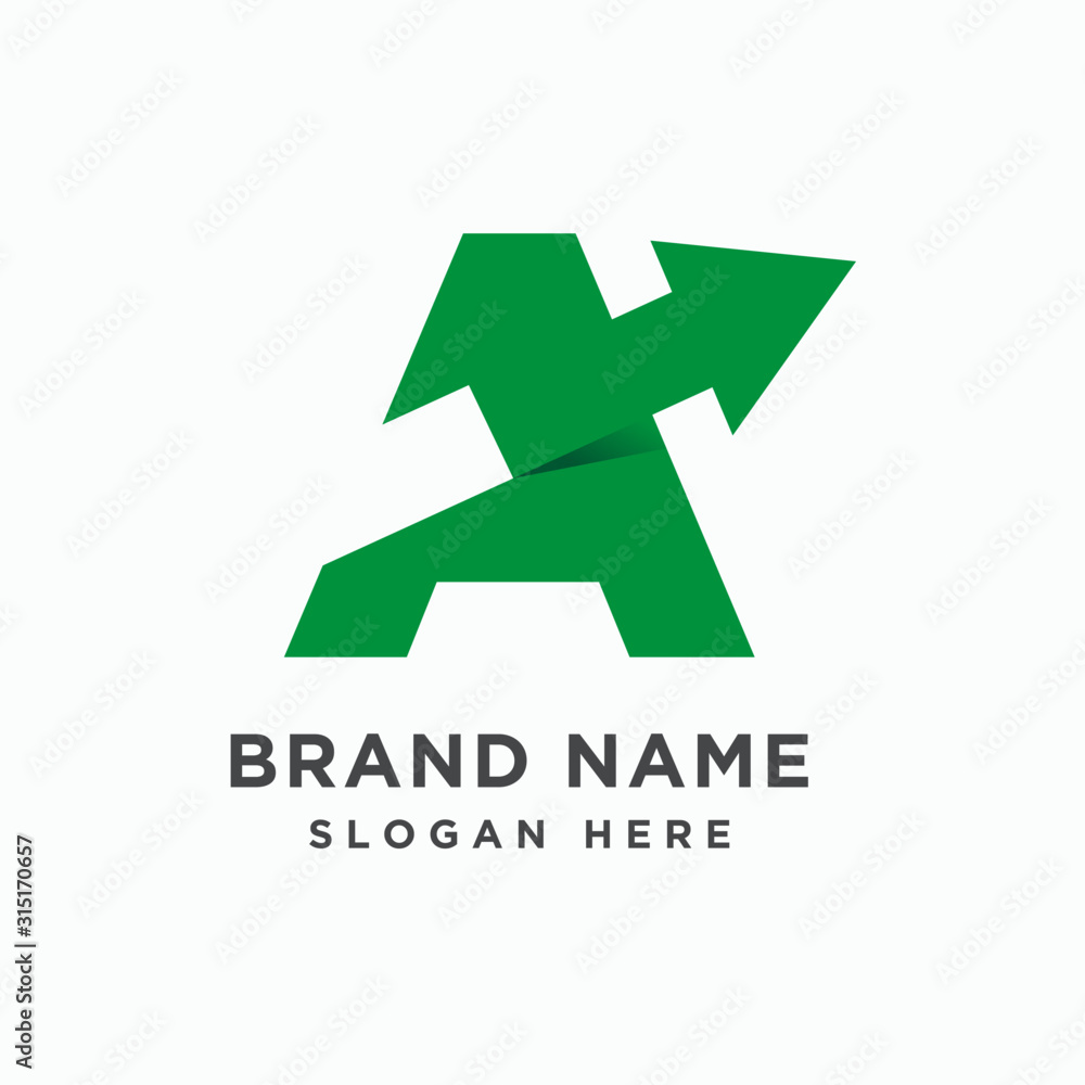 Initial letter A with arrow logo design template vector Initial letter A with arrow logo design template vector