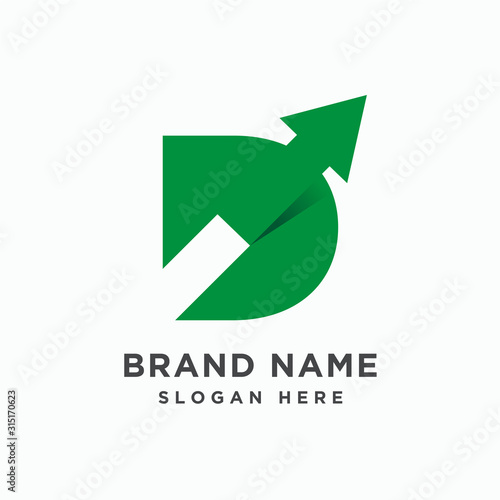 Initial letter D with arrow logo design template vector