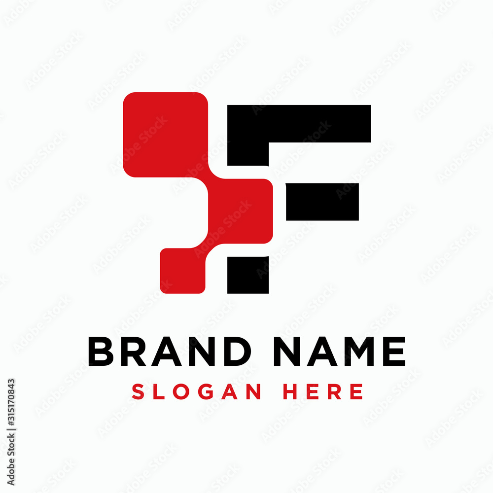 Digital initial letter F logo design template - vector Digital initial letter F logo design template - vector