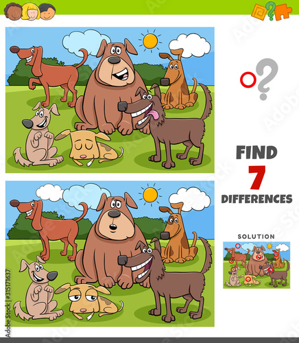 differences game with funny dogs group