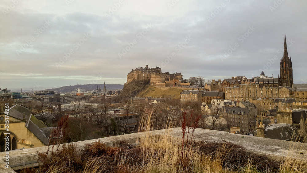 Edinburgh city panorama cityscape winter Scotland