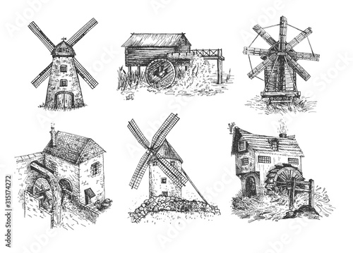 Rural traditional mills collection photo