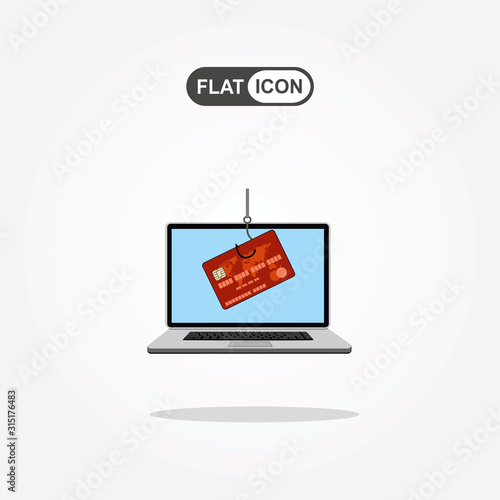Internet phishing and hacking attack concept. Email spoofing and personal information security background. internet attack on credit card. vector illustration in flat design.