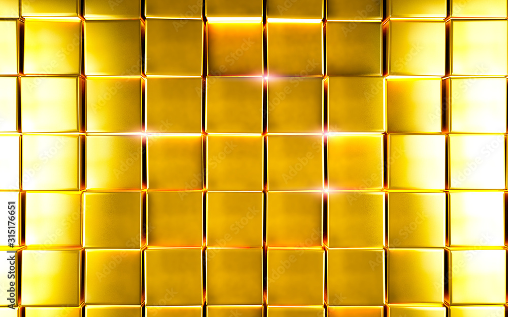 Abstract gold color  and elegant background with bright  gold cubes or  illustration Stock Photo | Adobe Stock