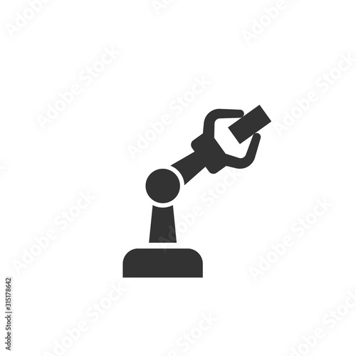 Industrial mechanical robot arm vector icon