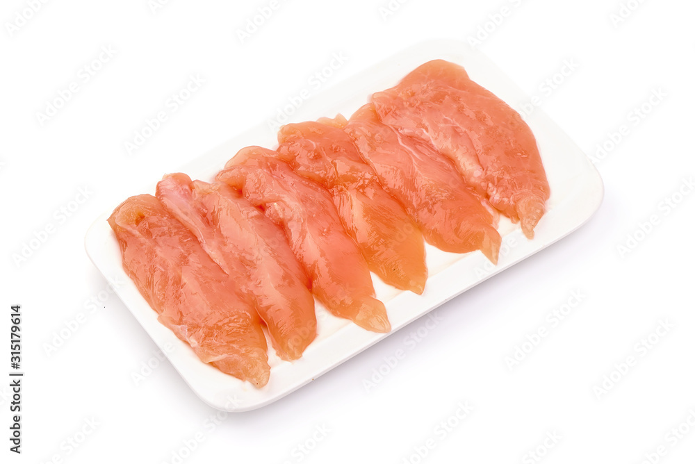 Raw chicken fillet, isolated on white background Raw chicken fillet, isolated on white background