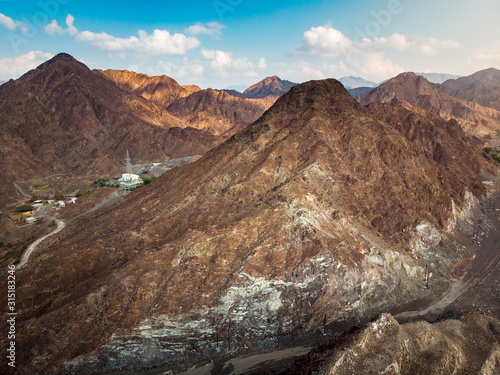 Photography Scenic Hajar mountain range stretching through UAE and Oman