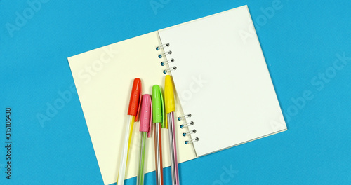 A notebook opens to him ballpoint pens crawl.