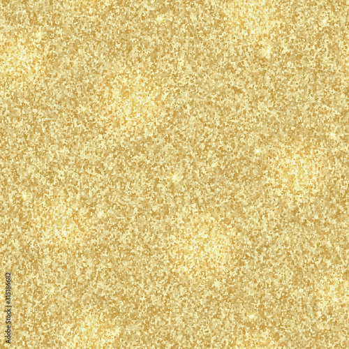 Shiny golden backdrop from sequins. Seamless pattern shimmer foil. Gold glitter texture. Sparkle golden background with blinking lights. Brilliant sparkling wallpaper. Glittery shimmering background