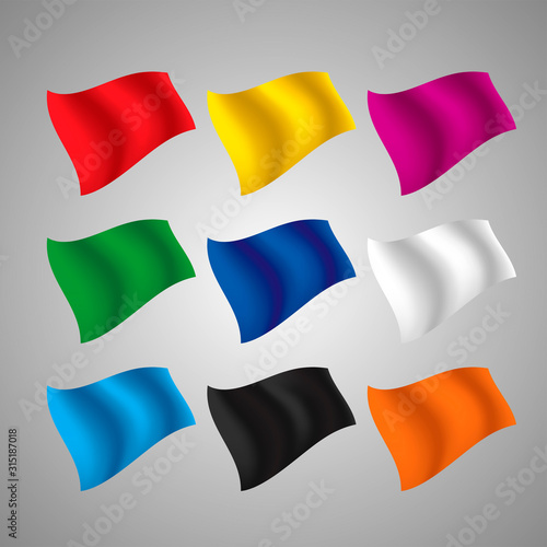 Set of flying flags of different colors