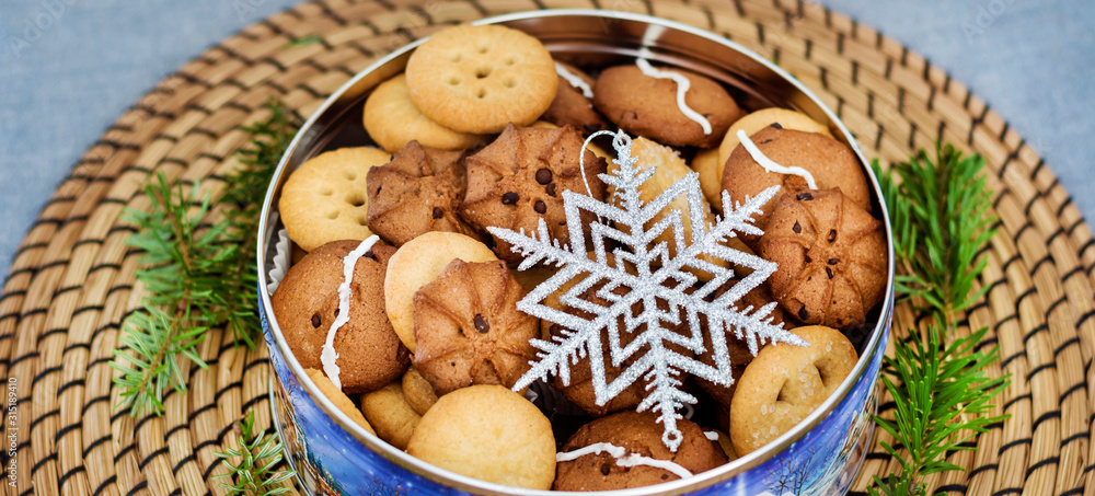 Fototapeta premium Christmas Cookies .Traditional Christmas Biscuits 