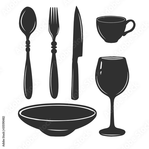 Table setting items silhouette