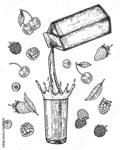 Splashing multifruit juice drink