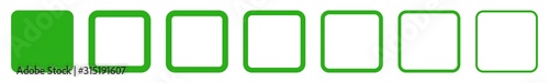 Square Icon Green Eco | Round Squares | Foursquare Symbol | Frame Logo | Button Sign | Isolated | Variations