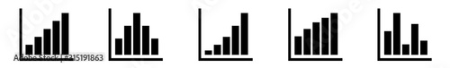 Bar Graph Icon Black | Bar Diagram | Chart Symbol | Curve Logo | Growth Sign | Isolated | Variations