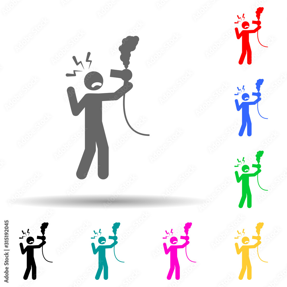 Danger, hair dryer multi color style icon. Simple glyph, flat vector of home hazard and safety precaution icons for ui and ux, website or mobile application Danger, hair dryer multi color style icon. Simple glyph, flat vector of home hazard and safety precaution icons for ui and ux, website or mobile application