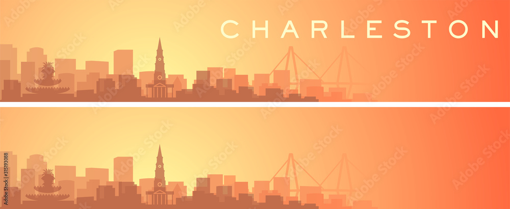 Naklejka premium Charleston Piękny Skyline Scenery Banner