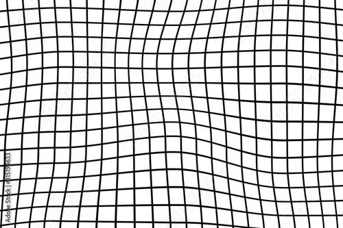 Trendy wavy background. Vector illustration of checkered pattern with optical illusion